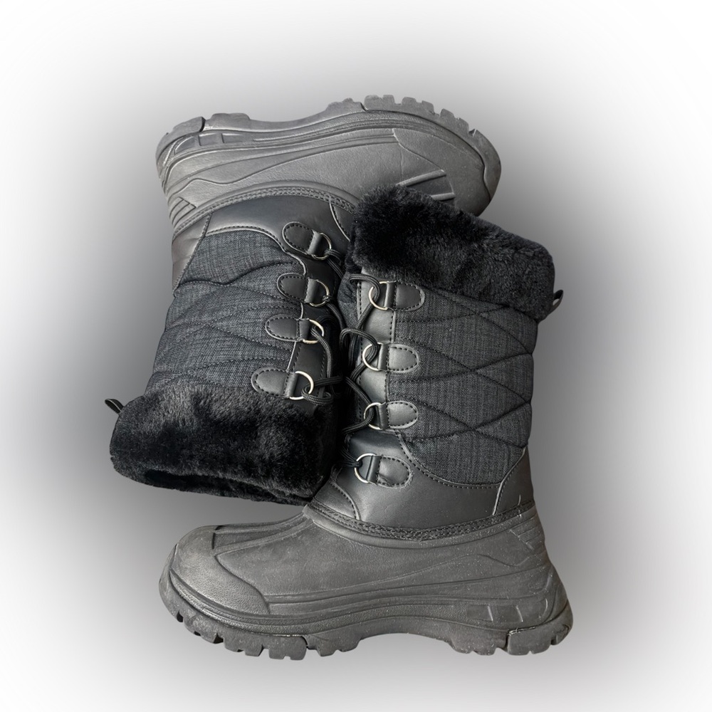 Kids Black Insulated Winter Snow Boots